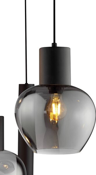 Brilliant Lampada a sospensione Ligari, Alluminio / Grigio / Zincato, Soggiorno / Sala da pranzo, Vetro, Lampada a sospensione