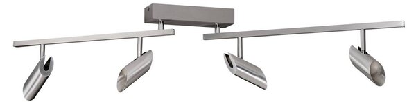 Brilliant Faretto da soffitto LED Risell, lunghezza 104 cm, colore alluminio dimmerabile, Alluminio / Grigio / Zincato, Soggiorno / Sala da pranzo, Alluminio, Moderno