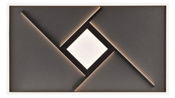 Brilliant Plafoniera LED Hardy, lunghezza 71 cm nero opaco metallo/tessuto Hardy, Nero, Soggiorno / Sala da pranzo, Tessuto / Stoffa / Seta, Moderno
