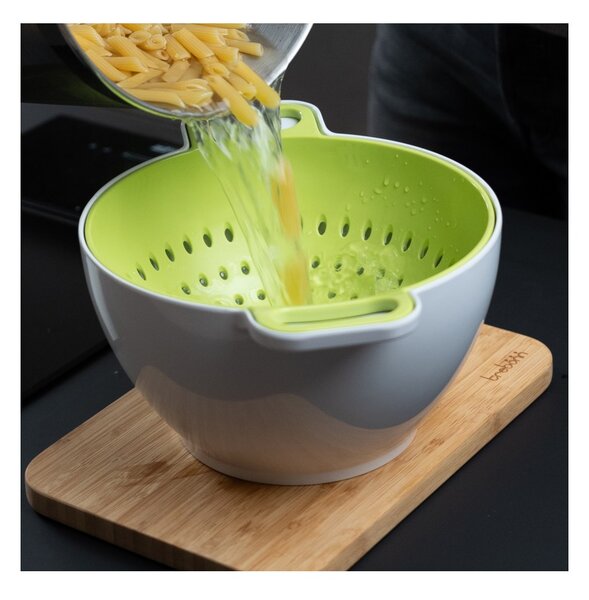 Trebonn Duo Large Rinse&Serve Verde Bianco Set Composto da Colatoio e Ciotola Diametro 24cm