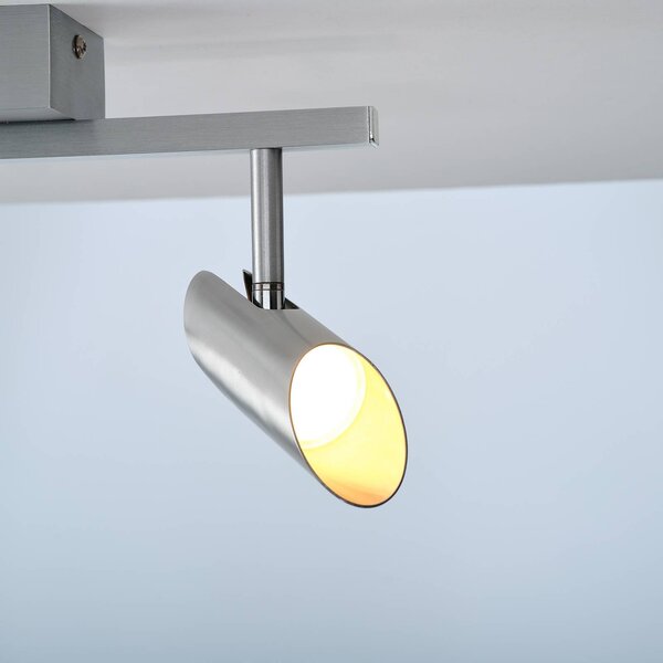 Brilliant Faretto da soffitto LED Risell, lunghezza 35 cm, colore alluminio dimmerabile, Alluminio / Grigio / Zincato, Soggiorno / Sala da pranzo, Alluminio, Moderno