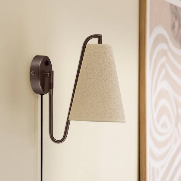 Globen Lighting Applique da parete Lou, Bronzo / Ottone antico, Soggiorno / Sala da pranzo, Tessuto / Stoffa / Seta, Design, Applique