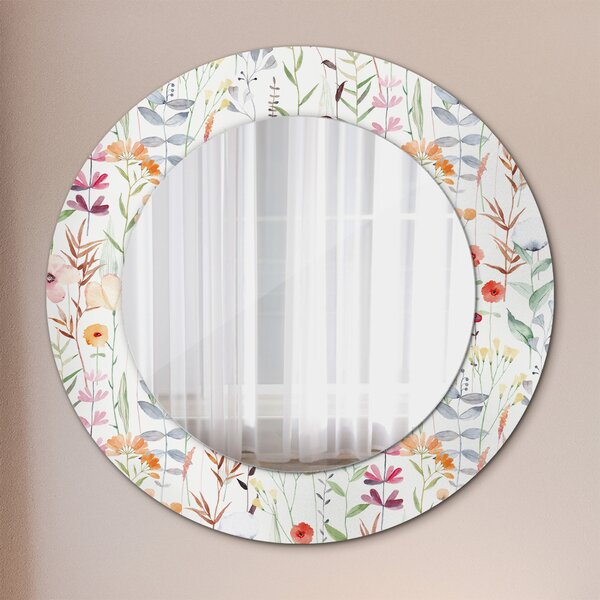 Specchio tondo con decoro Fiori selvatici fi 50 cm