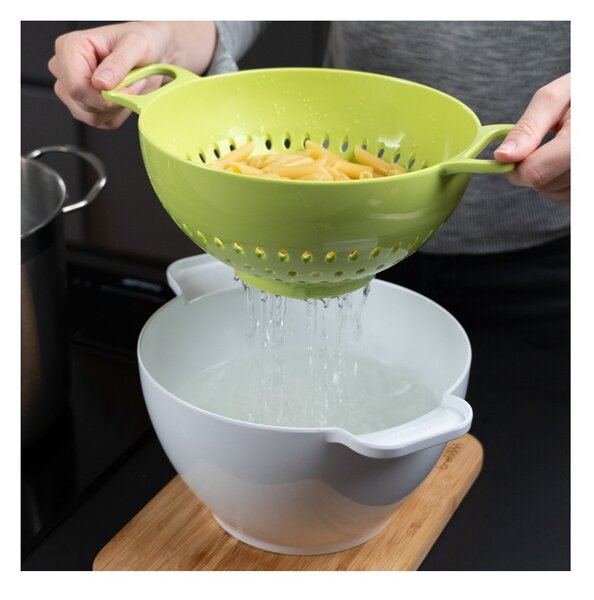 Trebonn Duo Large Rinse&Serve Verde Bianco Set Composto da Colatoio e Ciotola Diametro 24cm