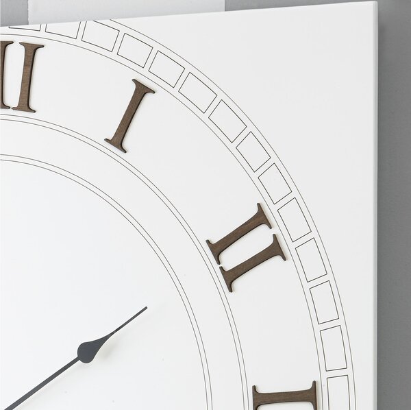 Orologio da parete il legno 55x55x5 cm con numeri intarsi ROMA in legno Tagliato al laser in legno bianco weng�