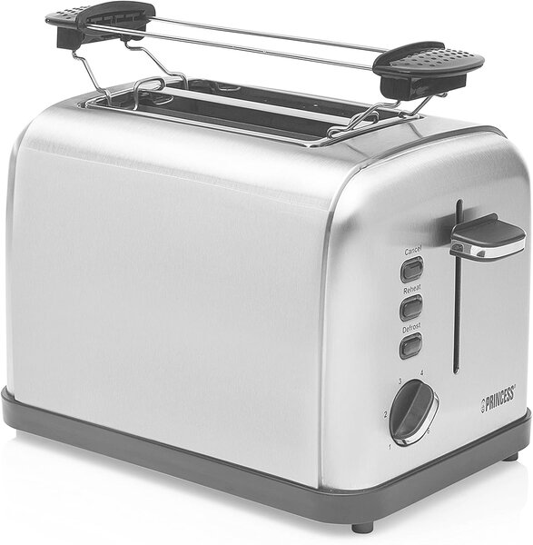 PRINCESS Tostapane 2 Fette Potenza 950 Watt Funzione scongelamento scocca in acciaio colore Acciaio 142354 Style 2