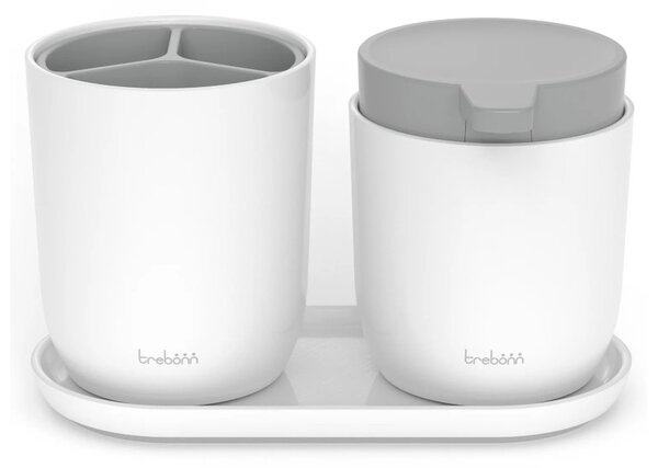 Trebonn Pure Set PortaSpazzolino e Dispenser Sapone con Vassoio