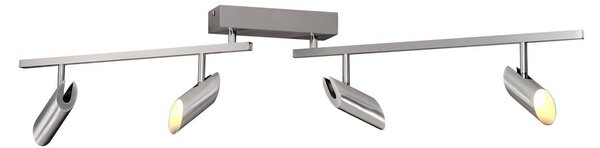 Brilliant Faretto da soffitto LED Risell, lunghezza 104 cm, colore alluminio dimmerabile, Alluminio / Grigio / Zincato, Soggiorno / Sala da pranzo, Alluminio, Moderno