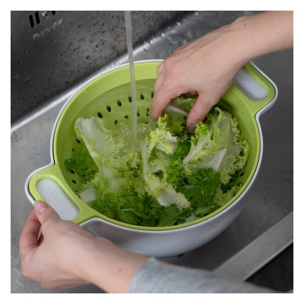 Trebonn Duo Large Rinse&Serve Verde Bianco Set Composto da Colatoio e Ciotola Diametro 24cm