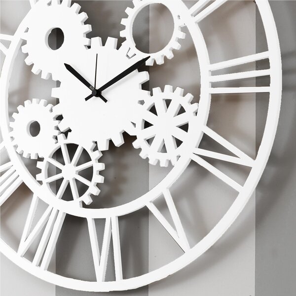 Orologio da parete Rotondo diametro 60 cm in legno INGRANA tagliato al laser in legno Colore bianco