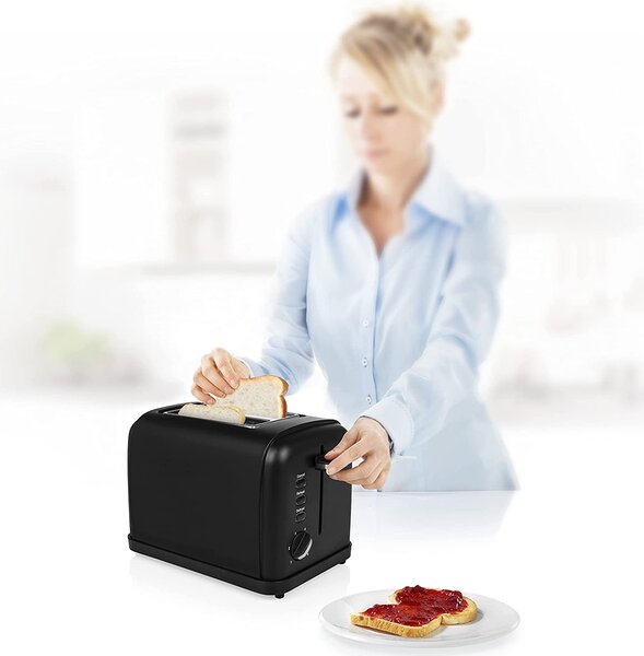 PRINCESS Tostapane 2 Fette Potenza 950 Watt Funzione scongelamento scocca in acciaio colore Nero 142396