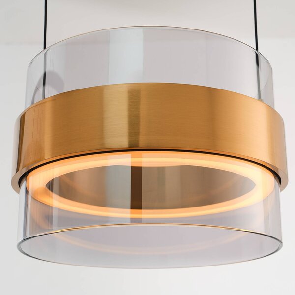 Brilliant Lampada LED a sospensione Inside, color ottone/grigio fumo, Ø 22 cm dimmerabile, Alluminio / Grigio / Zincato, Soggiorno / Sala da pranzo, Metallo