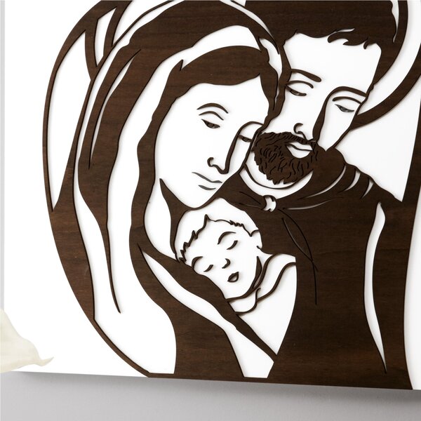 Quadro sacro Famiglia San Giuseppe decoro in legno taglio laser 56x55xh5 cm colore bianco weng�