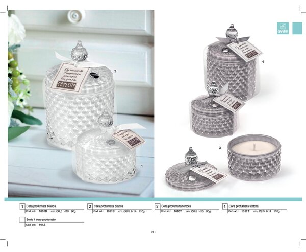 Cera profumata con all'esterno Scatola in vetro rotonda diametro 8,5xh14 cm - 110 g colore bianco