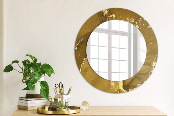 Specchio rotondo cornice con stampa Vortici metallici fi 50 cm