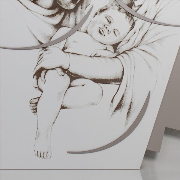 Pannello da parete in legno con marcatura al laser GIOIA 130x75xh8 cm colore Bianco, ghiaia decori ghiaia