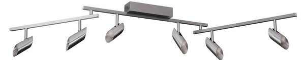 Brilliant Faretto da soffitto LED Risell, lunghezza 142 cm, colore alluminio dimmerabile, Alluminio / Grigio / Zincato, Soggiorno / Sala da pranzo, Alluminio, Moderno