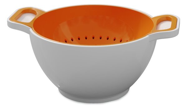 Trebonn Duo Small Rinse&Serve Arancione Bianco Set Composto da Colatoio e Ciotola Diametro 16cm