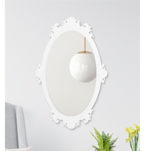 Specchiera da parete Ovale Retr� in legno tagliato al laser 84x54xh 6 cm cornice colore Cornice bianco