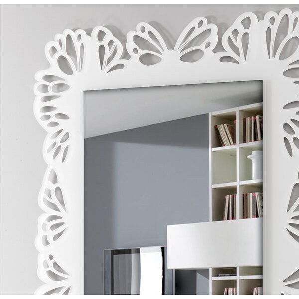 Specchiera da parete in Plexiglas tagliata al laser BUTTERFLY 110x80xh 8 cm -posizionabile orizzontale o Verticale cornice colori Bianco