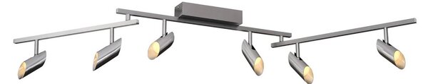 Brilliant Faretto da soffitto LED Risell, lunghezza 142 cm, colore alluminio dimmerabile, Alluminio / Grigio / Zincato, Soggiorno / Sala da pranzo, Alluminio, Moderno
