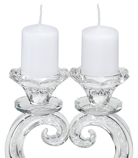 Candelabro Cristallo 2 fiamme cuore in cristallo dimensioni 13xh 19 cm uno colore trasparente, cristallo K9