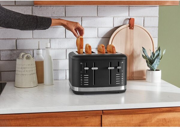KITCHENAID Tostapane 4 Fette Potenza 1640 Watt con 7 Livelli di Doratura colore Nero - 5KMT4109EBM
