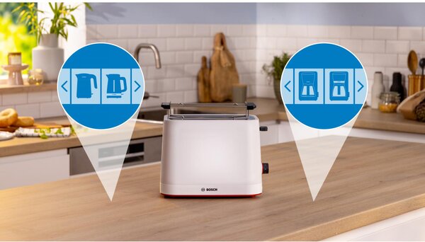 Bosch Tostapane 4 Fette Potenza 950W con Funzione Scongelamento e Tasto Stop colore Bianco - TAT3M121