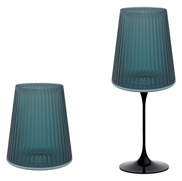 Trebonn SplitGlass Easy Blue Bicchiere Vetro Sintetico Infrangibile Finitura Cannettata
