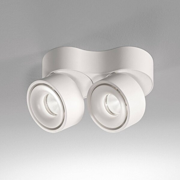 Egger Licht DLS Faretto da soffitto LED Clippo Duo, a 2 luci, bianco, 2.700K dimmerabile, Bianco / Opale, Studio / Ufficio, Alluminio, Moderno, Downlight