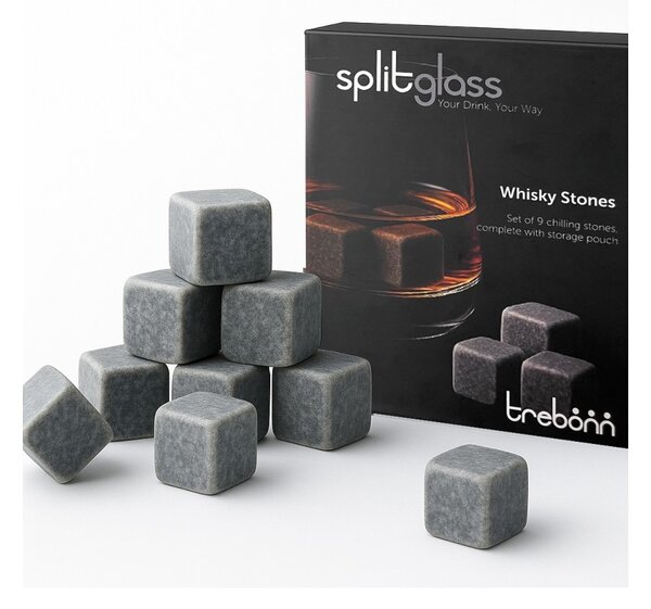 Trebonn SplitGlass Whisky Stones Set di 9 Cubetti di Ghiaccio in Marmo