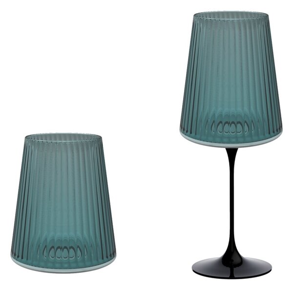 Trebonn SplitGlass Easy Aquamarine Bicchiere Vetro Sintetico Infrangibile Finitura Cannettata
