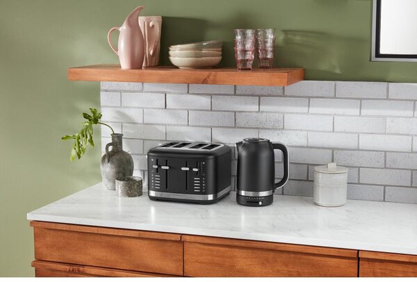 KITCHENAID Tostapane 4 Fette Potenza 1640 Watt con 7 Livelli di Doratura colore Nero - 5KMT4109EBM