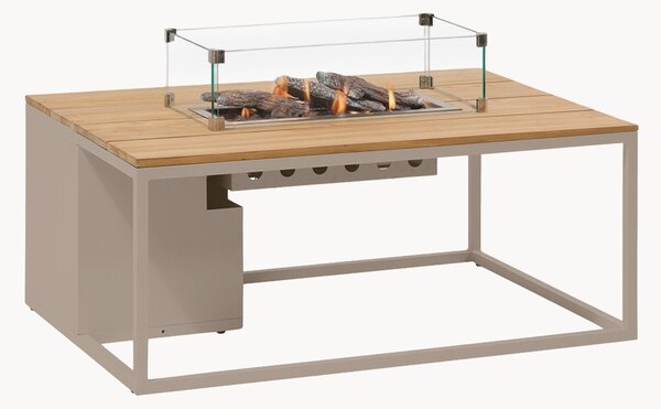Tavolino da caffè da esterno Cosiloft con braciere e piano in legno di teak