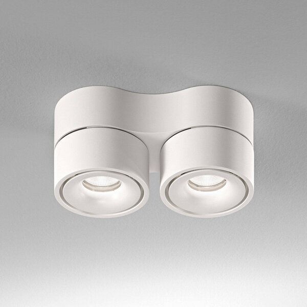 Egger Licht DLS Faretto da soffitto LED Clippo Duo, a 2 luci, bianco, 2.700K dimmerabile, Bianco / Opale, Studio / Ufficio, Alluminio, Moderno, Downlight