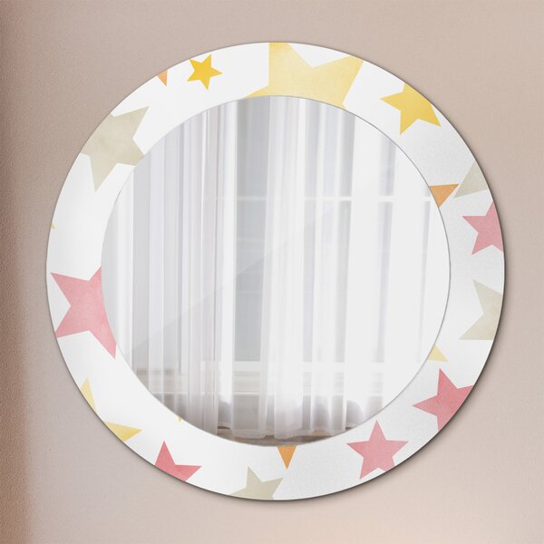 Specchio rotondo cornice con stampa Stelle pastello fi 60 cm