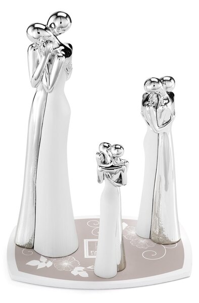 Abbraccio Statuetta In Resina e argento e bianco bicolor abbraccio Piccola h 14,5 cm