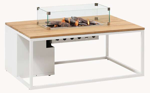 Tavolino da caffè da esterno Cosiloft con braciere e piano in legno di teak