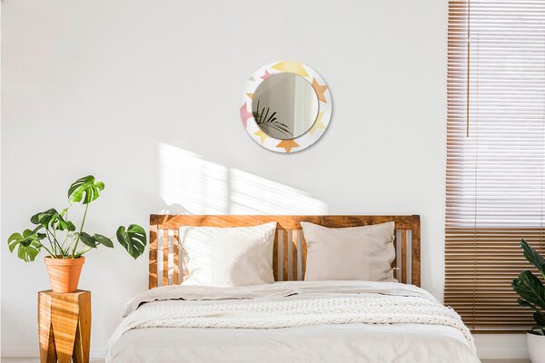 Specchio rotondo cornice con stampa Stelle pastello fi 50 cm