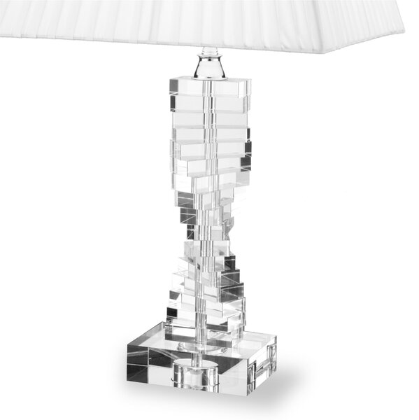 Lampada da tavolo in Cristallo taglio diamante diametro 14x14xh 53 cm con paralume 44x44 cm