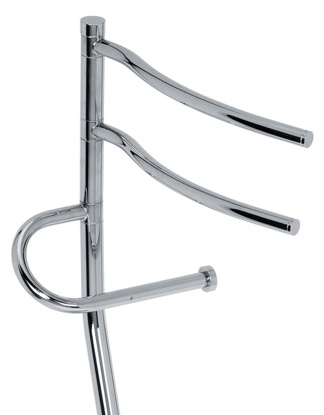 Piantana porta salviette , porta rotolo , porta scopino - bracci girevoli a 360 gradi 17,5xh70 cm con bossolo in Ottone CROMATO Duemila Plus in ottone cromato