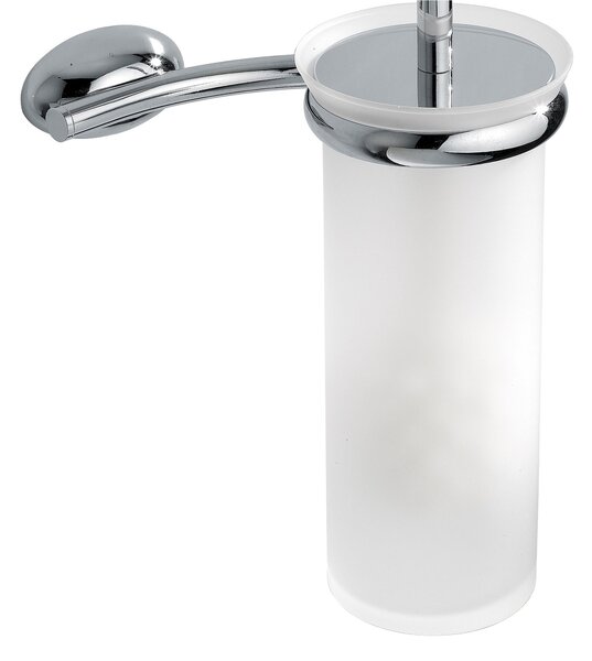 Porta scopino da bagno sospeso con bossolo e porta rotolo in ottone cromato Duemila Plus 17x12xh36 cm stile Retro colore inox lucido
