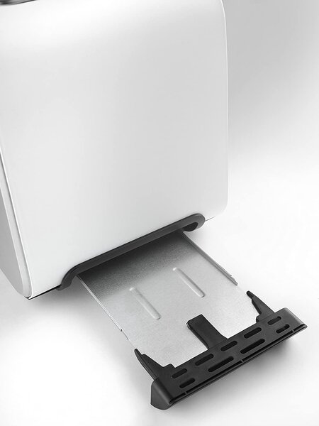 De Longhi Tostapane con pinze 2 Fette Potenza 550 Watt 6 Livelli di Cottura Funzione scongelamento e Cassetto fondo Raccoglibriciole colore Bianco 