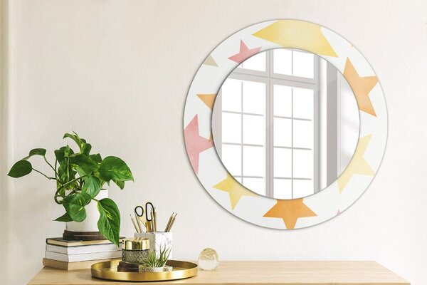 Specchio rotondo cornice con stampa Stelle pastello fi 50 cm