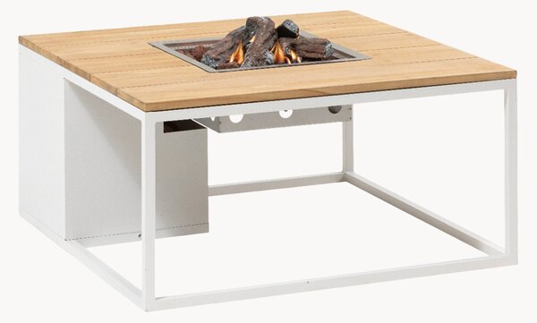 Tavolino da caffè da esterno Cosiloft con braciere e piano in legno di teak