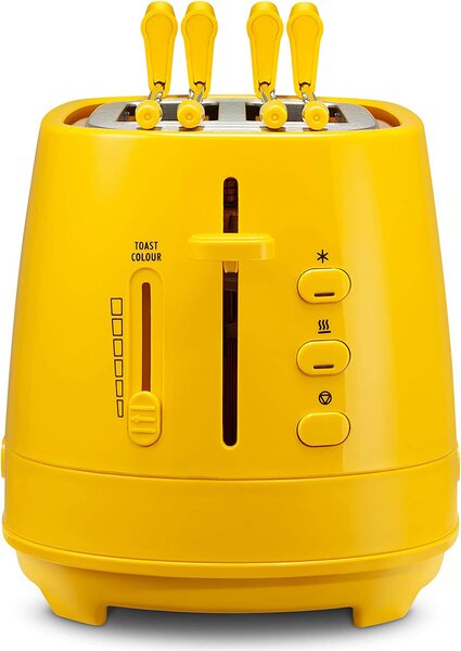 De Longhi Tostapane con pinze 2 Fette Potenza 550 Watt Tostatura regolabile Termostato Cassetto fondo Raccoglibriciole colore Giallo - CTLAP2203.Y