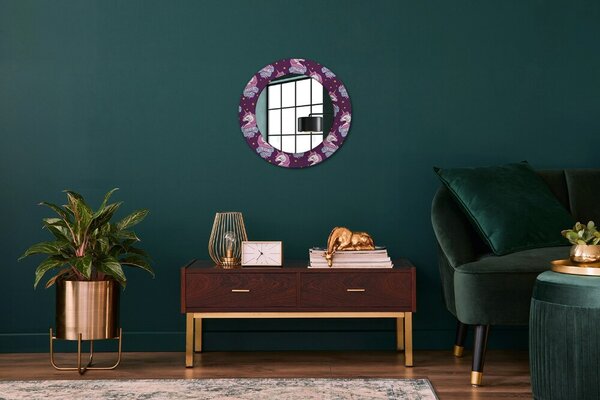 Specchio rotondo cornice con stampa Stelle unicorno fi 50 cm