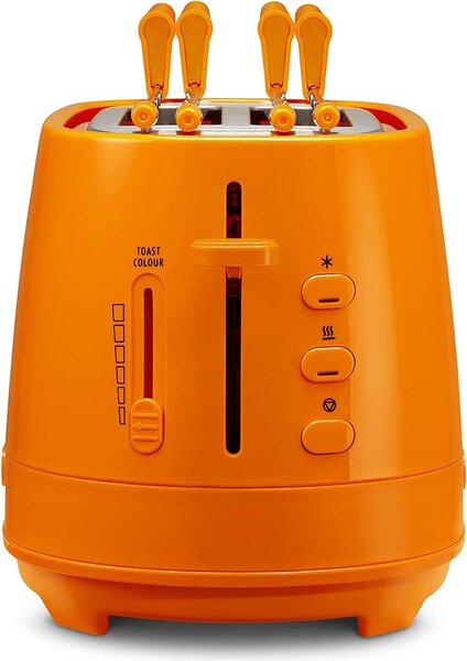 De Longhi Tostapane con pinze 2 Fette Potenza 550 Watt Tostatura regolabile Termostato Cassetto fondo Raccoglibriciole colore Arancione - CTLAP2203O