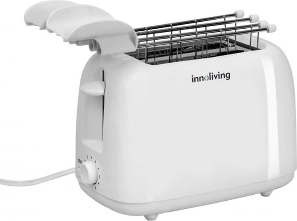 INNOLIVING Tostapane con pinze 2 Fette Potenza 750 Watt 6 Livelli di doratura colore Bianco - INN-742