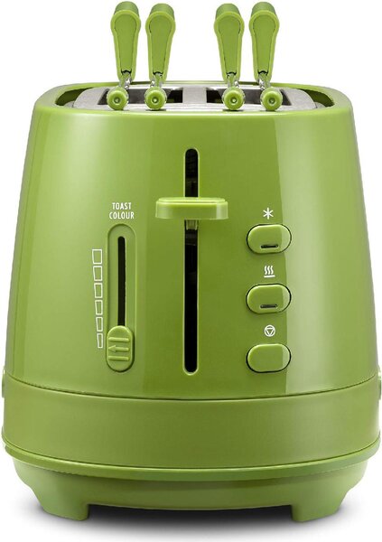 De Longhi Tostapane con pinze 2 Fette Potenza 550 Watt Tostatura regolabile Termostato Cassetto fondo Raccoglibriciole colore Verde - CTLAP2203GR